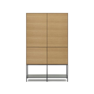 Credenza alta Vedrana 4 ante impiallacciate rovere e gambe in acciaio nero 97,5 x 160 cm