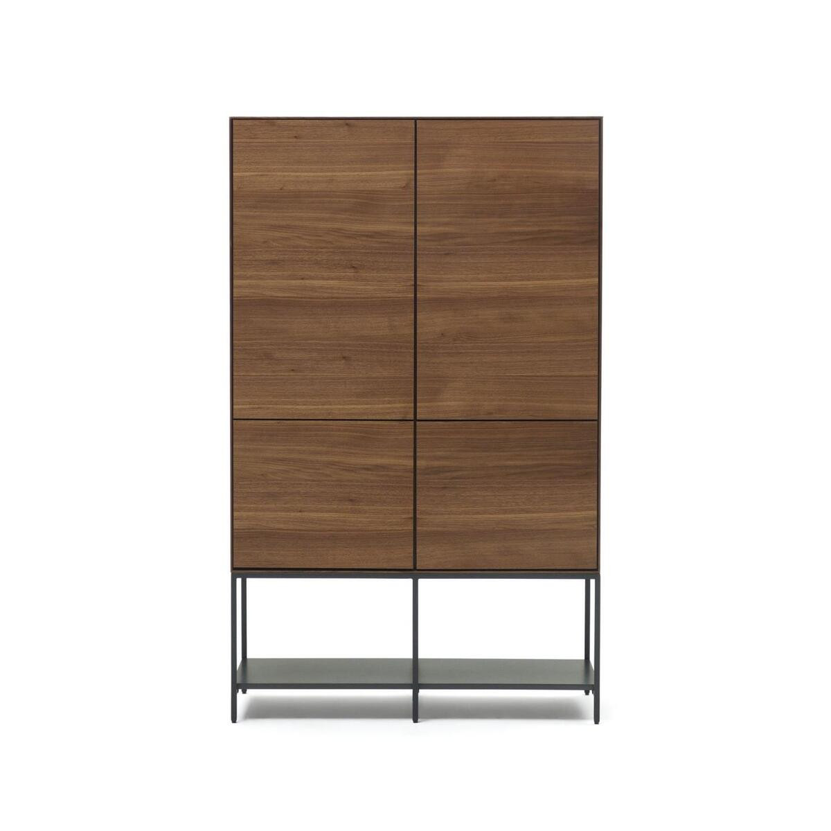 Credenza alta Vedrana 4 ante impiallacciate noce e gambe in acciaio nero 97,5 x 160 cm