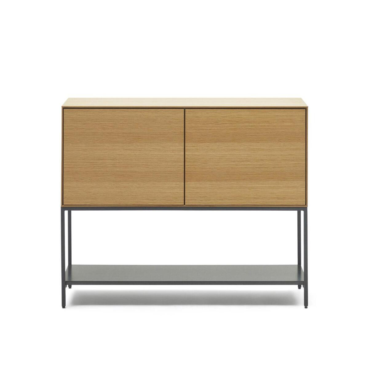 Credenza Vedrana 2 ante impiallacciate rovere e gambe in acciaio nero 97,5 x 80 cm