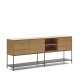 Credenza Vedrana 3 ante impiallacciate rovere e gambe in acciaio nero 195 x 80 cm Kave Home vista