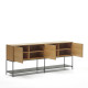 Credenza Vedrana 3 ante impiallacciate rovere e gambe in acciaio nero 195 x 80 cm Kave Home dettaglio