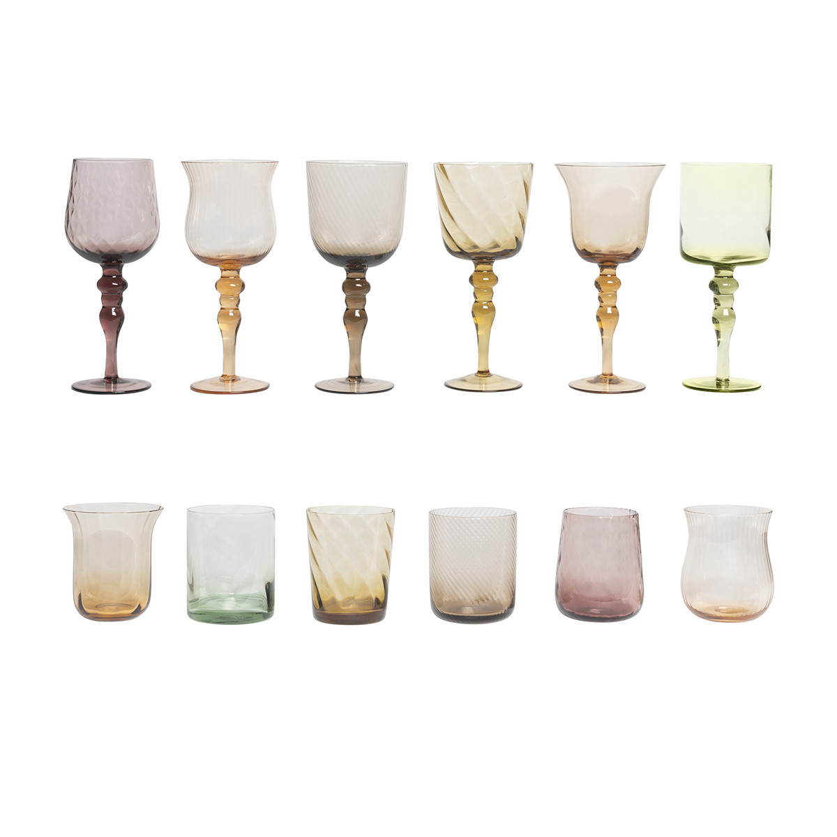 Diseguale Set 6 calici Vino + Set 6 tumbler Ambra-Rosa Bitossi Home