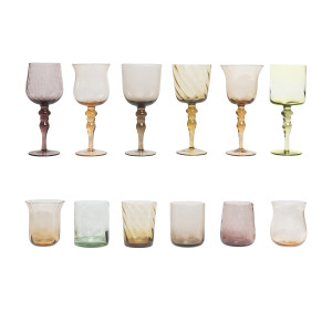 Diseguale Set 6 calici Vino + Set 6 tumbler Ambra-Rosa Bitossi Home