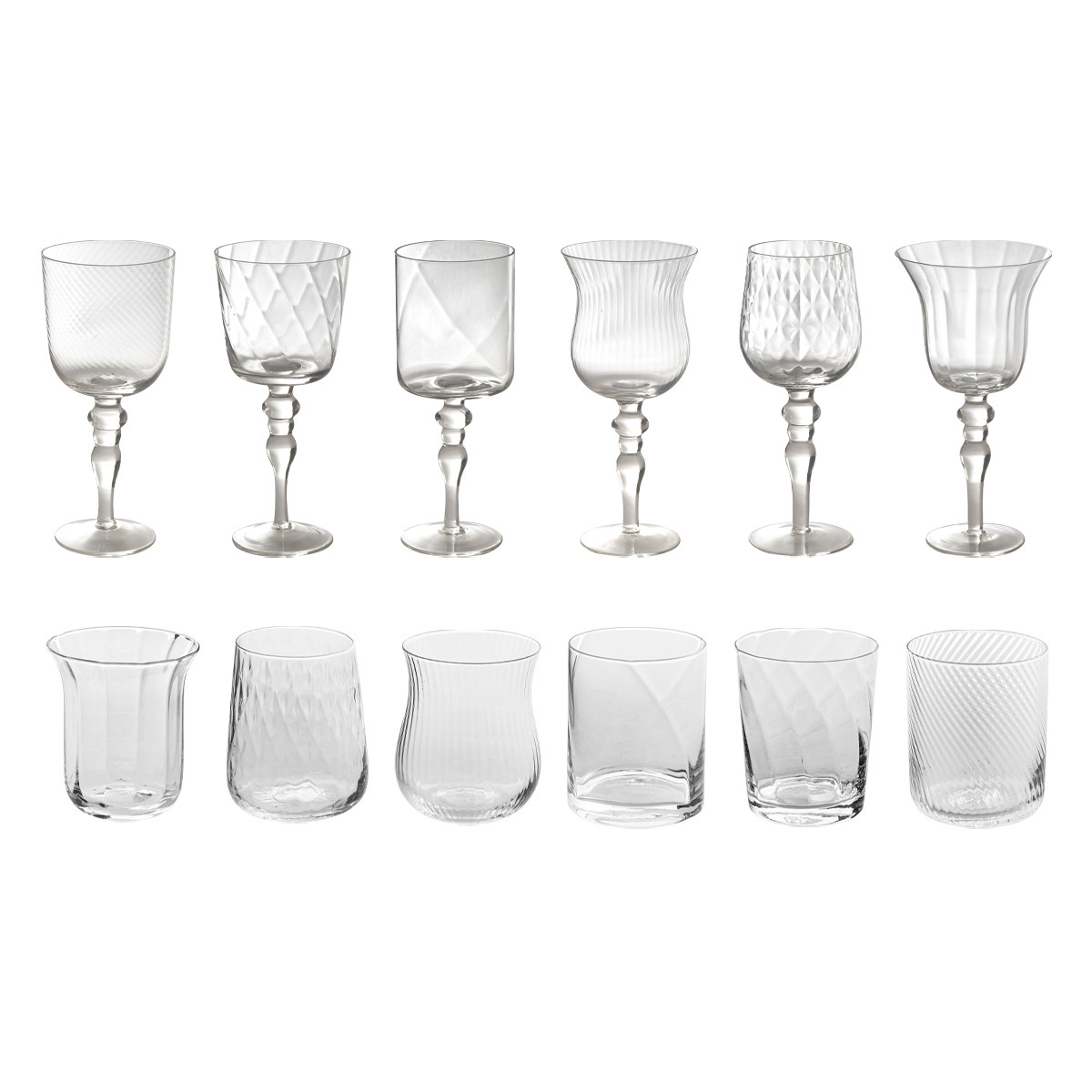 Diseguale Set 6 calici Vino + Set 6 tumbler Trasparenti Bitossi Home