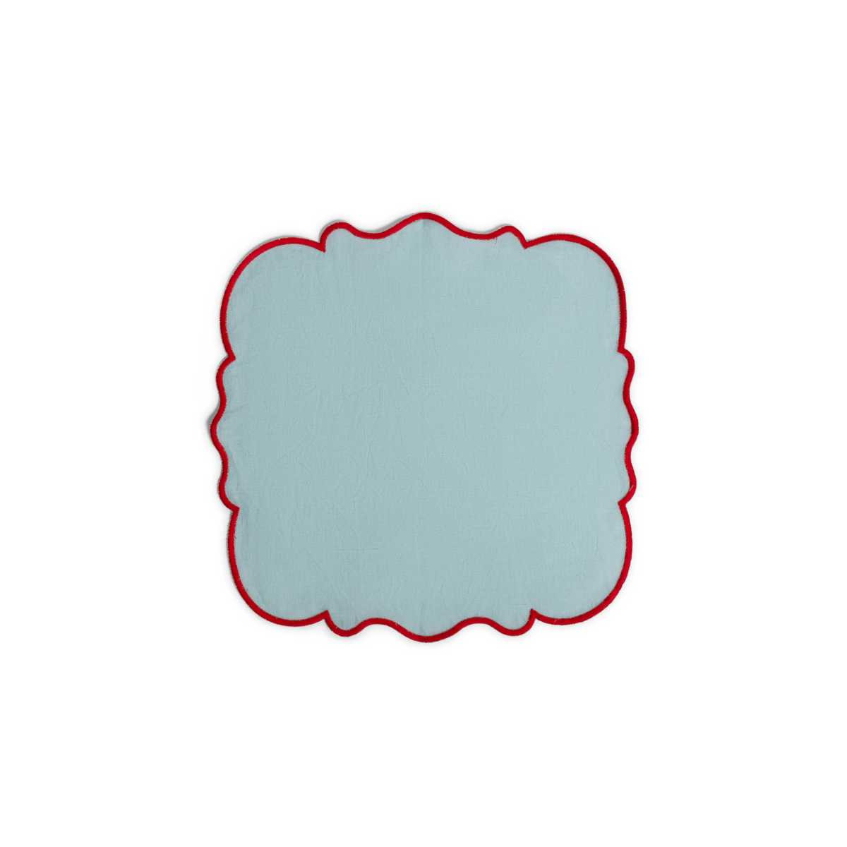 Smerlo Set 2 Tovaglioli Azzurro bordo rosso Bitossi Home