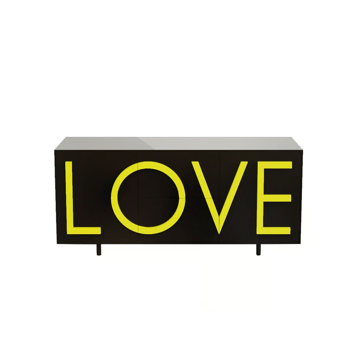 Driade Love Medium Contenitore nero, giallo fluo