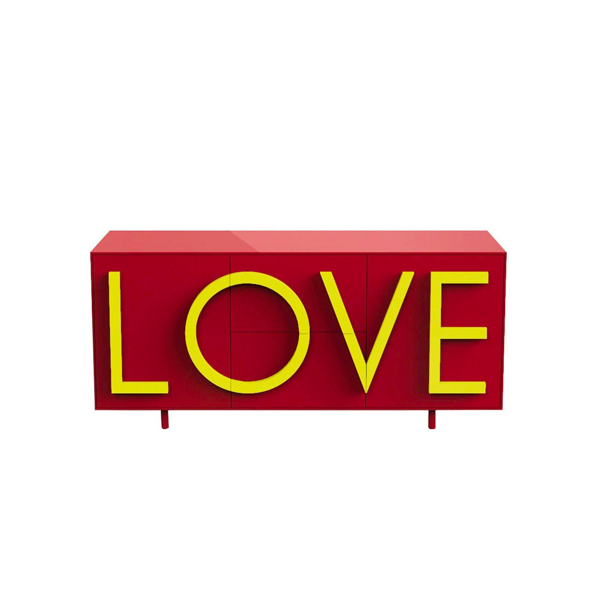 Driade Love Medium Contenitore rosso, giallo fluo