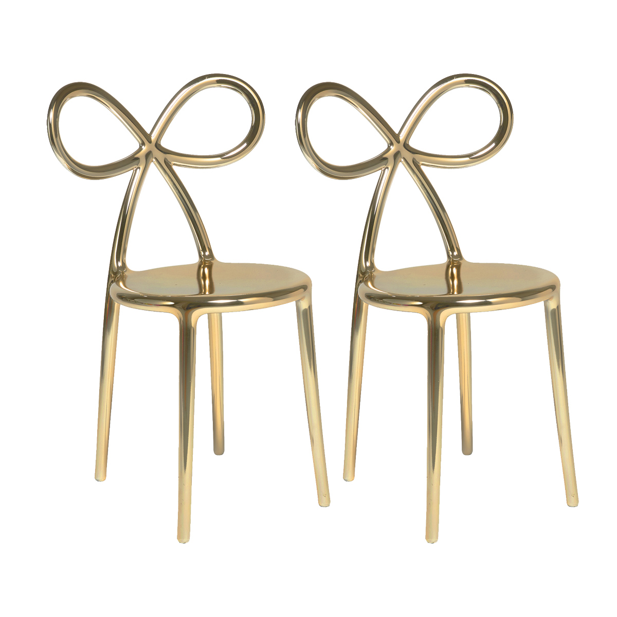 QEEBOO sedia RIBBON CHAIR METAL FINISH (Oro rosa - Polipropilene) 