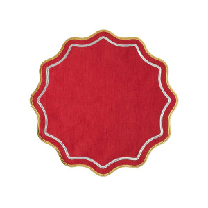 Smerlo Set 2 Tovagliette Rosso bordo oro lurex ricamo argento lurex Bitossi Home