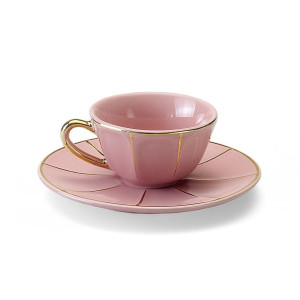 Vintage Tazza caffè con piatto Rosa Bitossi Home