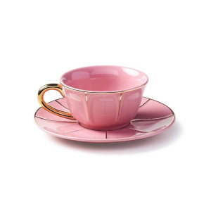 Vintage Tazza the con piatto Rosa Bitossi Home