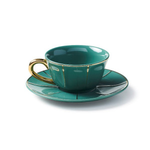 Vintage Tazza the con piatto Verde Bitossi Home