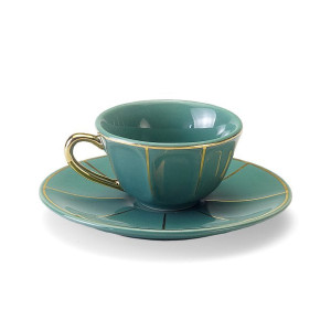 Vintage Tazza caffè con piatto Verde Bitossi Home